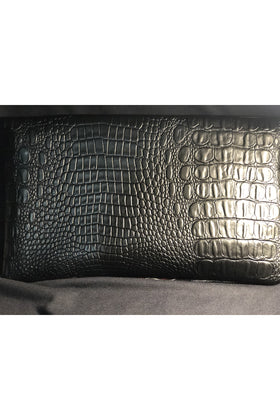 Black Faux Alligator Clutch