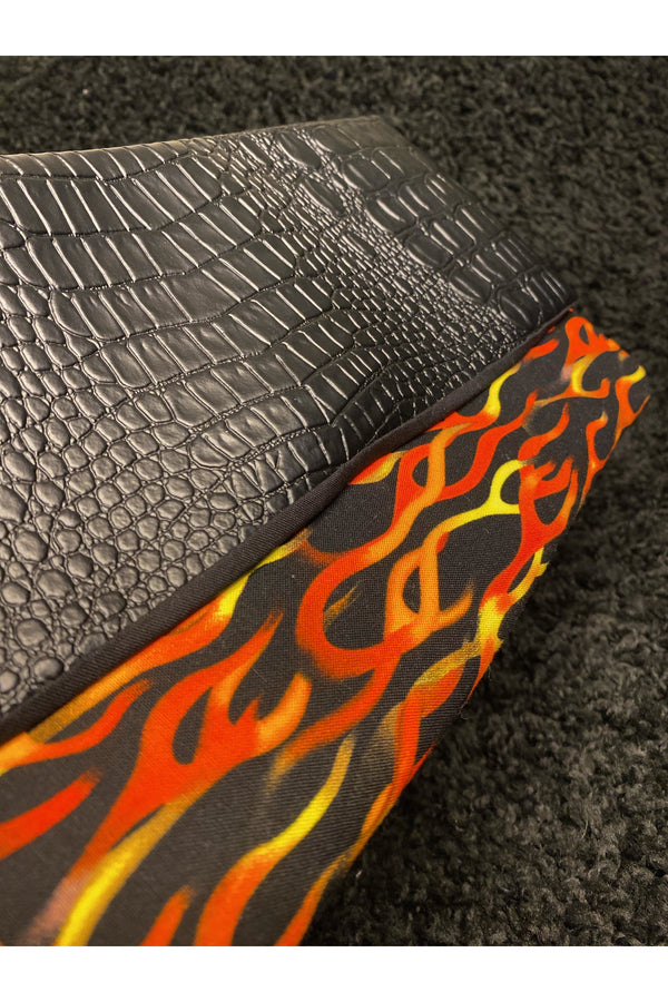 Flame and  Faux Alligator Clutch