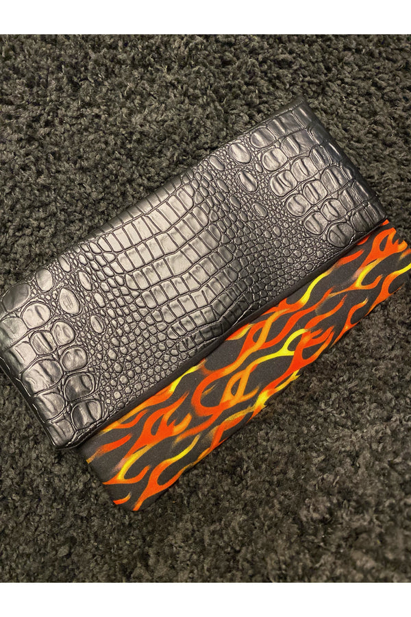 Flame and  Faux Alligator Clutch