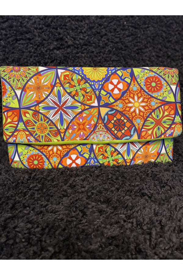 Multi Color Orange and Lime Clutch